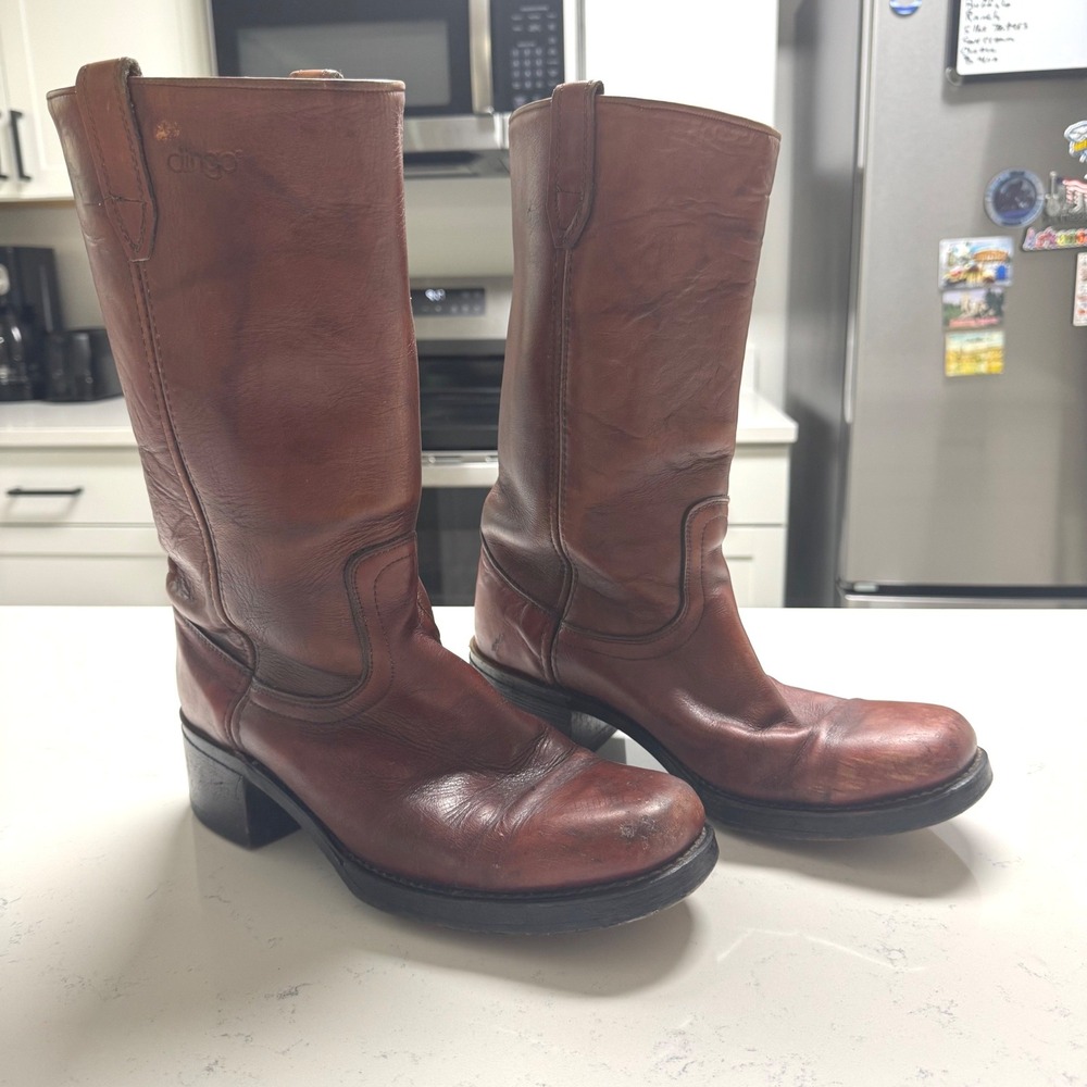 Vintage Dingo Acme Campus Leather Boots‎ Men 9.5D Brown Western 7205 Made in USA